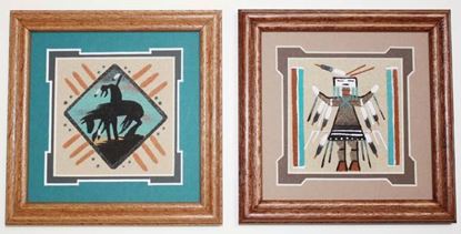 Matted Navajo Sand Painting 4x4