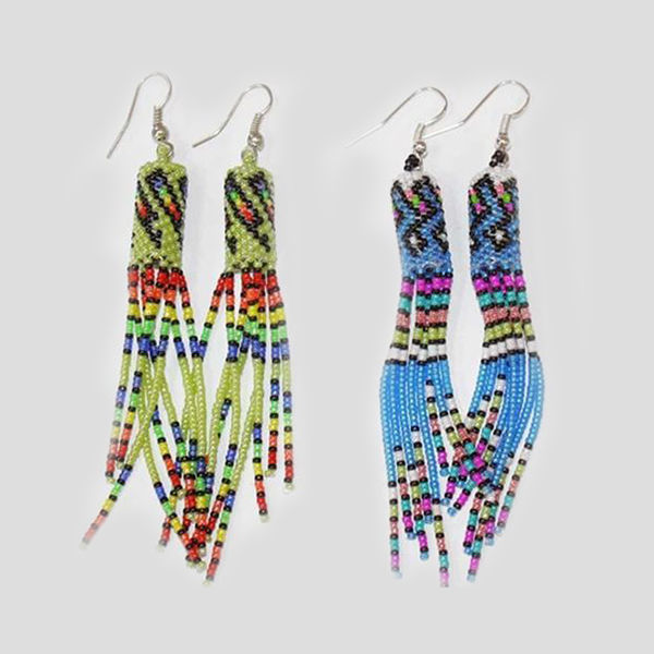 Native American Beaded Tassel Earring | Antique Earrings